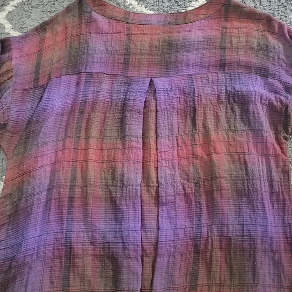 LIVERPOOL Bubble Sleeve Red/Purple Plaid Blouse Size S - Picture 8 of 9